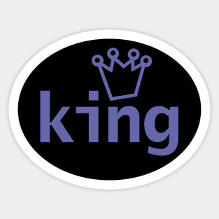 Periwinkle King and Crown on Black Oval Sticker